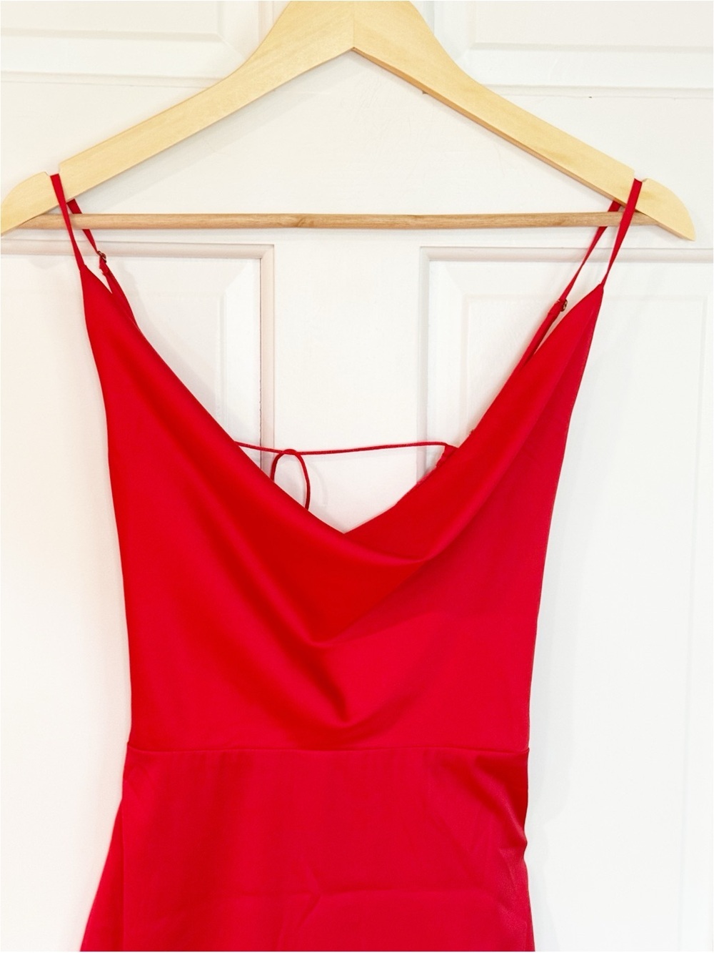 MESHKI Red Satin Lace-Up Back Mini Dress – Size Small - Picture 3 of 6